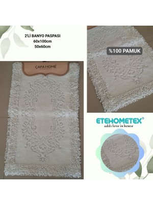 ÇAPA HOME PAMUK 2'Lİ BANYO PASPASI KREM 8696474231914